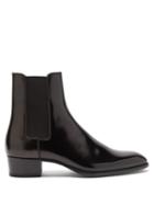 Matchesfashion.com Saint Laurent - Wyatt Point-toe Patent-leather Chelsea Boots - Mens - Black