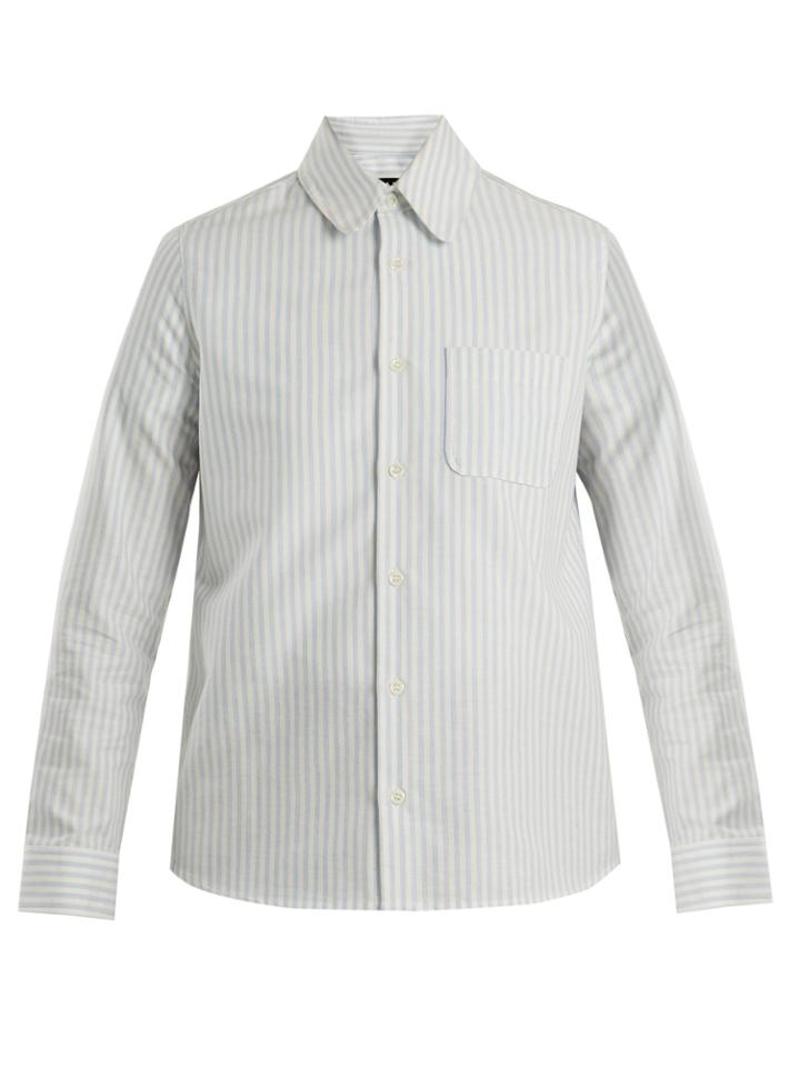 A.p.c. Femme Patch-pocket Striped Oxford-cotton Shirt