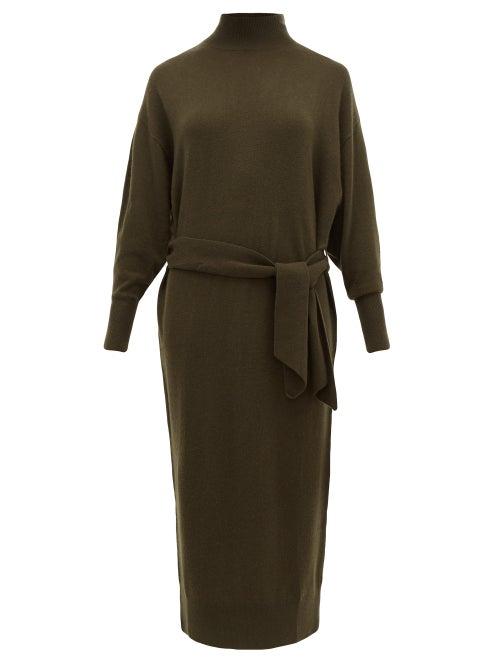 Matchesfashion.com Zimmermann - Espionage Belted Wool Blend Sweater Dress - Womens - Dark Olive