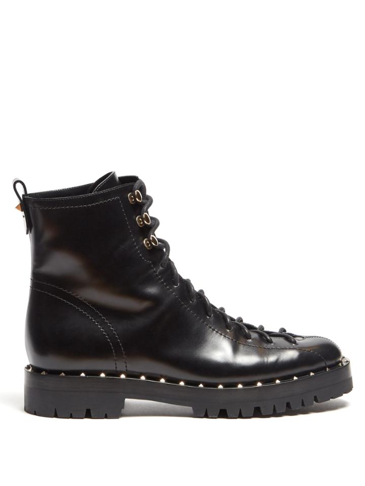 Valentino Soul Rockstud Trek-sole Leather Ankle Boots