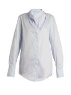 Matchesfashion.com Stella Mccartney - Draped Neck Cotton Poplin Shirt - Womens - Light Blue