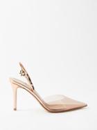 Gianvito Rossi - Ribbon 85 Leather And Pvc Slingback Pumps - Womens - Nude Multi