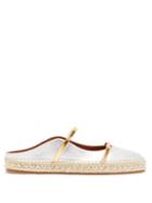 Matchesfashion.com Malone Souliers - Sienna Waved Edge Leather Espadrilles - Womens - Silver Gold