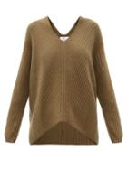 Matchesfashion.com Allude - V-neck Ribbed Cashmere Sweater - Womens - Khaki