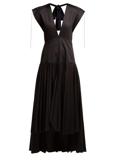 Matchesfashion.com Khaite - Theodora Pleated Cotton Dress - Womens - Black