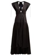 Matchesfashion.com Khaite - Theodora Pleated Cotton Dress - Womens - Black