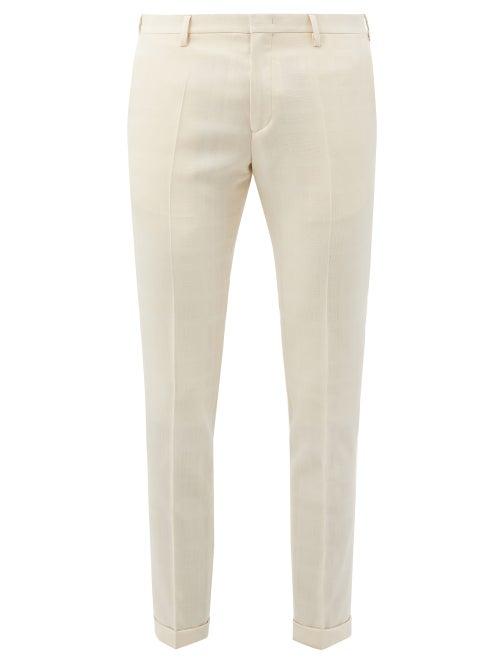 Paul Smith - Check-jacquard Wool-hopsack Trousers - Mens - Beige