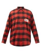 Vetements - Logo-print Checked Cotton-flannel Shirt - Mens - Red