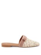 Matchesfashion.com Malone Souliers - Mae Lace And Velvet-bow Backless Loafers - Womens - Nude