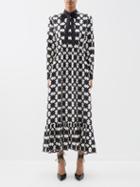 Gucci - Rhombus Tile-print Silk-twill Maxi Dress - Womens - Black White