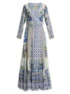 Matchesfashion.com Camilla - Salvador Summer Silk Wrap Maxi Dress - Womens - Blue Multi