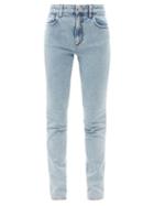 Matchesfashion.com Alessandra Rich - Crystal-button High-rise Acid-washed Denim Jeans - Womens - Light Blue