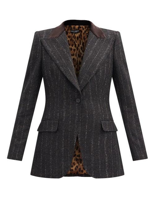 Matchesfashion.com Dolce & Gabbana - Single-breasted Pinstriped Tweed Jacket - Womens - Black Multi