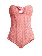 Matchesfashion.com Lisa Marie Fernandez - Poppy Seersucker Bandeau Swimsuit - Womens - Red Multi