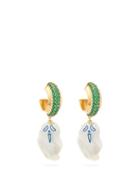 Matchesfashion.com Jiwinaia - Urlo Crystal-embellished Pearl-drop Earrings - Womens - Pearl