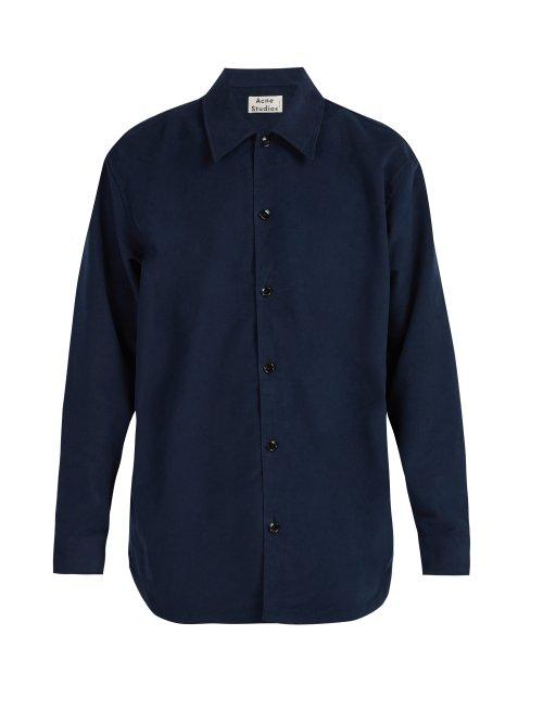 Matchesfashion.com Acne Studios - Military Brushed Cotton Blend Shirt - Mens - Blue