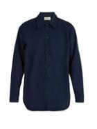 Matchesfashion.com Acne Studios - Military Brushed Cotton Blend Shirt - Mens - Blue