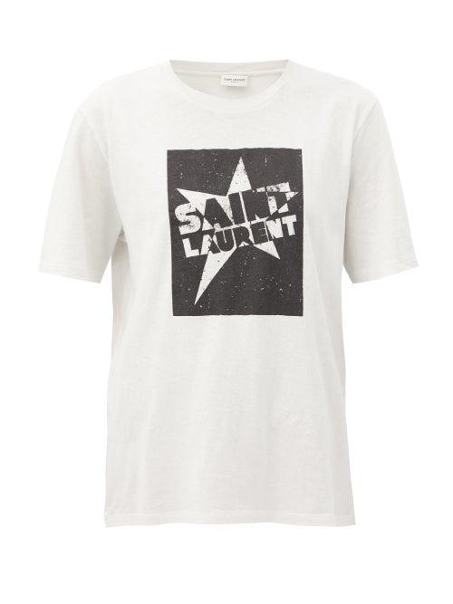 Matchesfashion.com Saint Laurent - Star-print Cotton-jersey T-shirt - Womens - White Multi