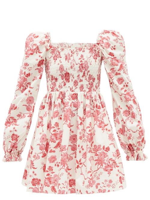 Matchesfashion.com The Vampire's Wife - The Frill Killer Liberty-print Cotton Mini Dress - Womens - Red White