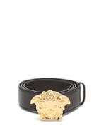 Matchesfashion.com Versace - Medusa Buckle Leather Belt - Mens - Black Gold