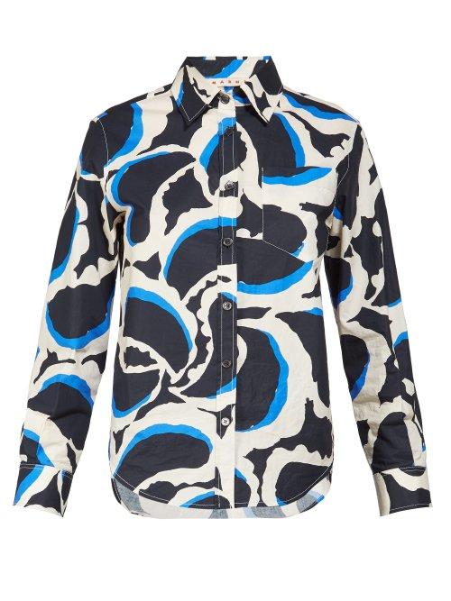 Matchesfashion.com Marni - Printed Cotton Poplin Shirt - Womens - Black Multi