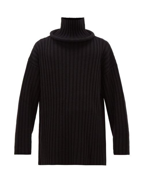 Matchesfashion.com Balenciaga - Ring Neck Ribbed Wool Sweater - Mens - Black