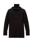 Matchesfashion.com Balenciaga - Ring Neck Ribbed Wool Sweater - Mens - Black