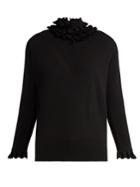 Barrie Flying Lace Ruffle-neck Cashmere Sweater