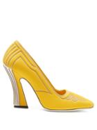 Matchesfashion.com Fendi - Ffreedom Logo Embossed Neoprene Pumps - Womens - Yellow