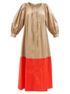 Lee Mathews - Frankie Bi-colour Cotton-blend Poplin Dress - Womens - Red Multi