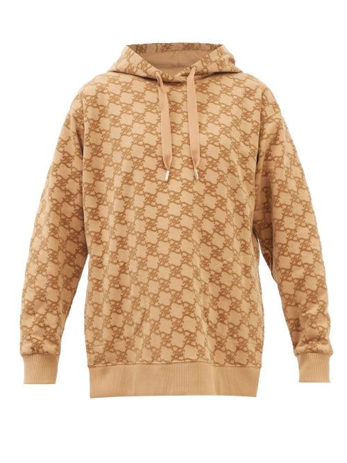 Fendi - Karligraphy-flock Cotton-jersey Hooded Sweatshirt - Womens - Camel