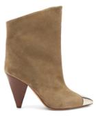 Matchesfashion.com Isabel Marant - Lapee Metallic-toecap Suede Ankle Boots - Womens - Beige