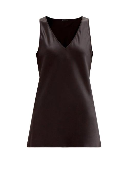 Matchesfashion.com Joseph - Belva V-neck Silk-satin Top - Womens - Black