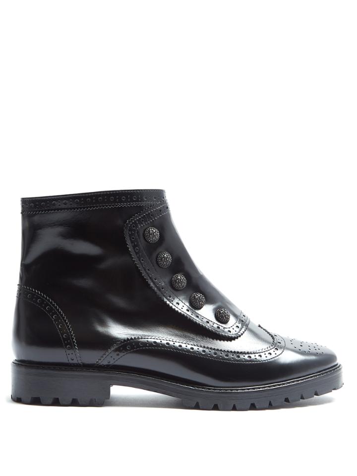 Rue St. Bateman Street Brogue-detail Leather Ankle Boots