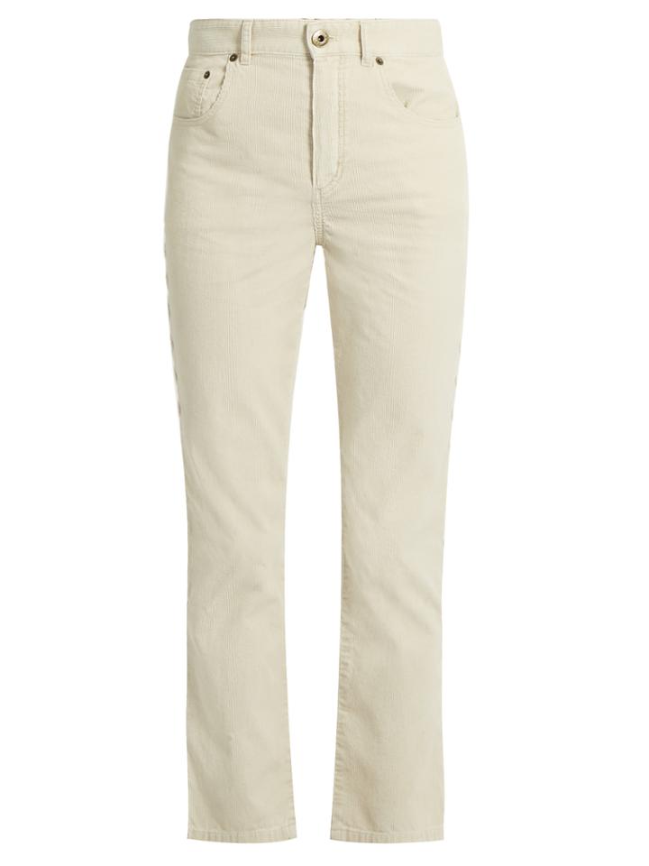 Chloé Scalloped-seam Cropped Corduroy Trousers