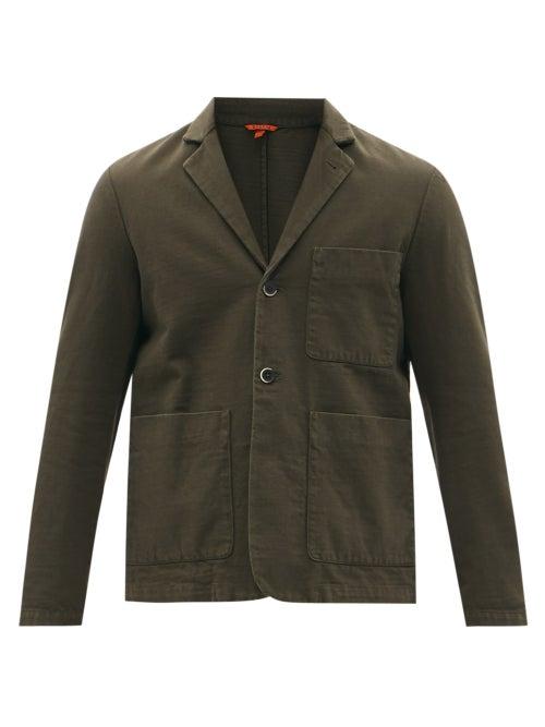 Mens Rtw Barena Venezia - Refada Single-breasted Cotton-twill Blazer - Mens - Dark Khaki