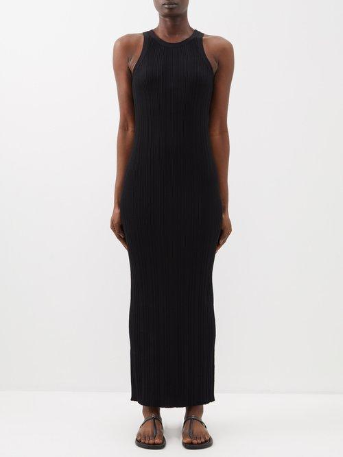Toteme - Ribbed-knit Jersey Maxi Dress - Womens - Black