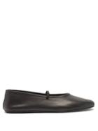 The Row - Instep-strap Leather Ballet Flats - Womens - Black