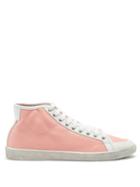 Saint Laurent - Elba High-top Canvas And Leather Trainers - Womens - Pink