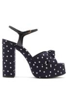 Matchesfashion.com Saint Laurent - Bianca Knotted Polka Dot Platform Sandals - Womens - Navy Multi