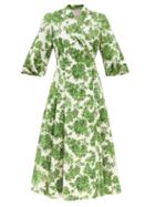 Emilia Wickstead - Goldie Floral-print Faille Midi Dress - Womens - Green