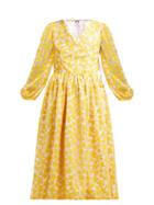 Matchesfashion.com Shrimps - Titania Floral Motif Mesh Dress - Womens - Yellow