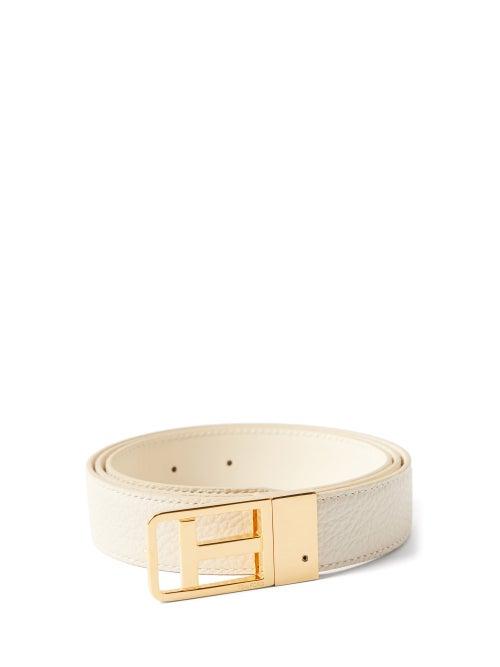 Tom Ford - Reversible Grained-leather Belt - Mens - White
