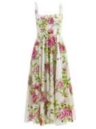 Emilia Wickstead - Mona Floral-print Poplin Midi Dress - Womens - Pink