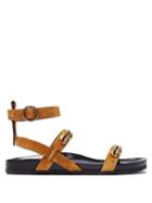 Matchesfashion.com Etro - Shell Embellished Suede Sandals - Womens - Light Tan