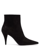 Matchesfashion.com Saint Laurent - Kiki Cone Heel Suede Ankle Boots - Womens - Black