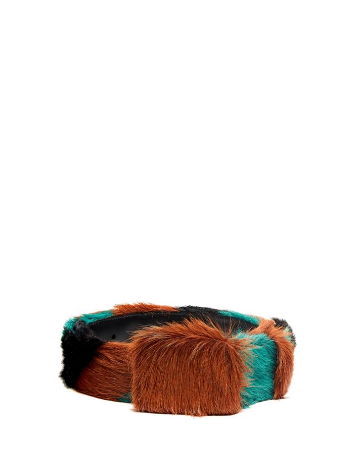 Prada Tri-colour Striped Calf-hair Belt