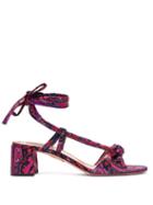 Matchesfashion.com Aquazzura - Delicieuse Disco Jacquard Sandals - Womens - Pink Multi