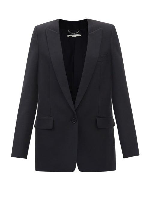 Stella Mccartney - Plunge-neck Wool-twill Blazer - Womens - Black