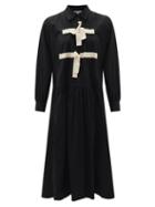 Matchesfashion.com Molly Goddard - Amber Tie-front Cotton Midi Shirt Dress - Womens - Black